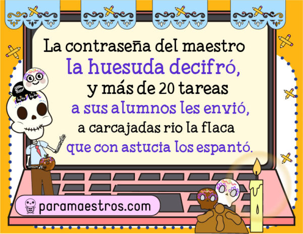 Calaveritas literarias escolares para docentes y alumnos, día de