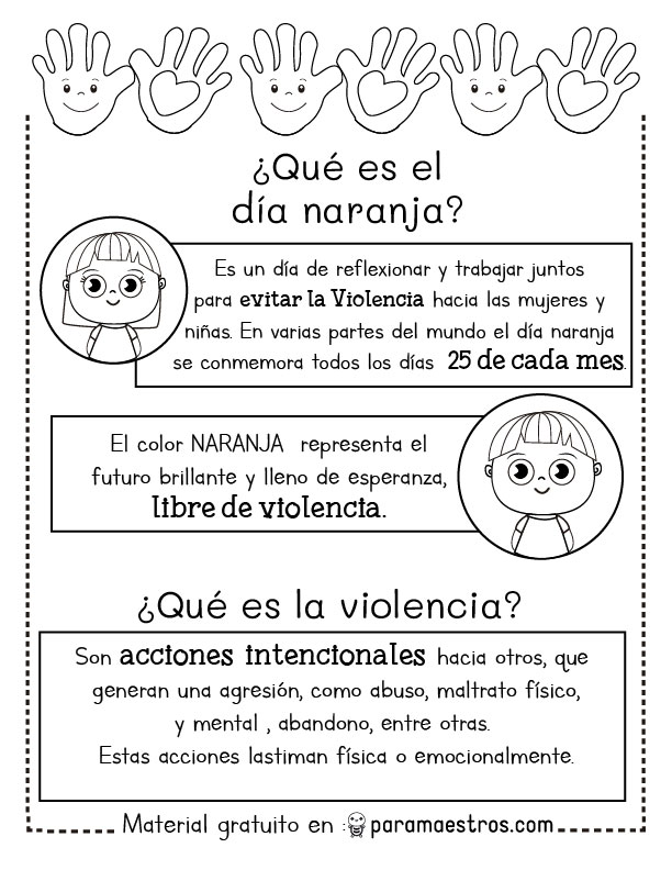 Día Naranja Prevención De Violencia Y Valores Para Niños Paramaestros