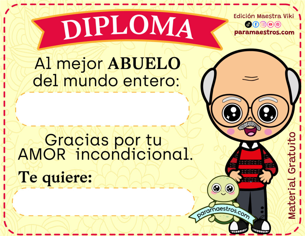 Diploma Al Mejor Abuelo Diploma Día de los Abuelos – paramaestros